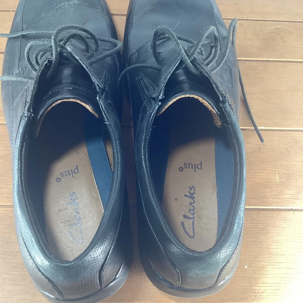 Clarks Mens Black‎ Leather Dress Shoes Lace Up Oxford Business Casual Size 9.5M